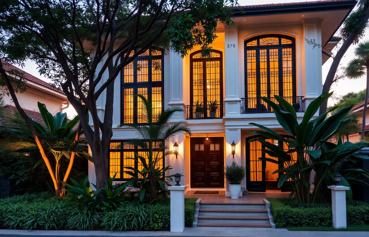 A Singapore home at dusk